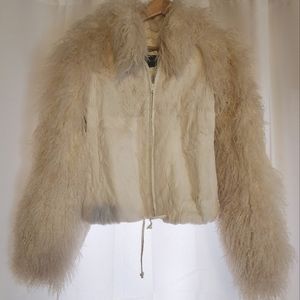 Vintage white fur cropped coat